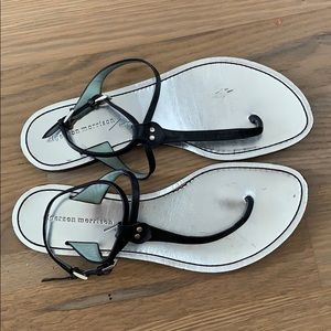 Strappy black leather sandals